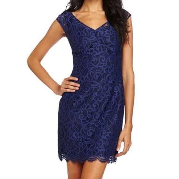 Lilly Pulitzer Rosaline Dress in Bright Navy About Face Lace Size 0 - Picture 11 of 12